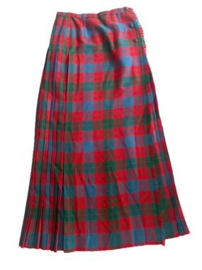 Vintage Aljean Wool Tartan Maxi Skirt Small Red Green Plaid Dark Academia EUC